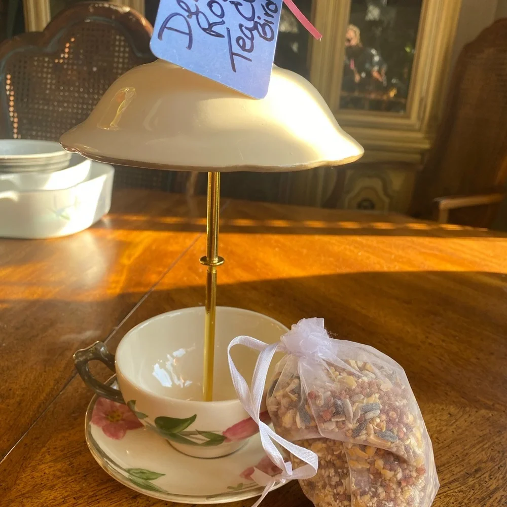 Franciscan Desert Rose Tea Cup Bird Feeder #9 - Picture 10 of 12
